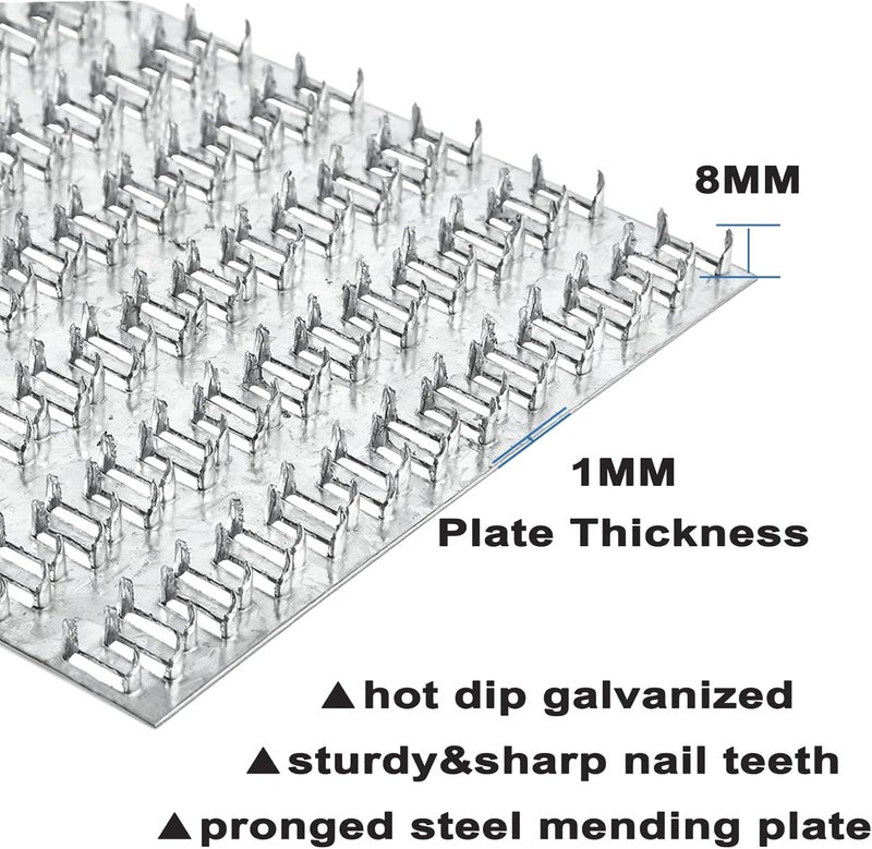 MOZCORN 10 Pcs Pronged 8 x 8 Truss Mending Plates, Truss Brackets for Wood Connection, Galvanized Mending Plates with Nail-Teeth - Image 3